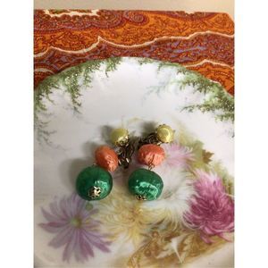 Vintage 1950’s Dangle Clip Earrings Multi Color Made in Japan